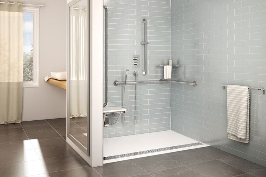 Plumbing bathroom accessible shower pan